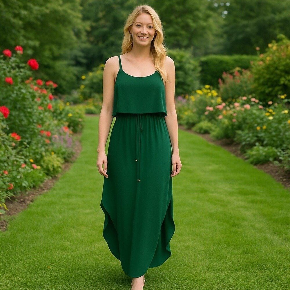 NEW Nerlerolian Summer Dress Green Adjustable Straps Boho Fairy Cottagecore M‎